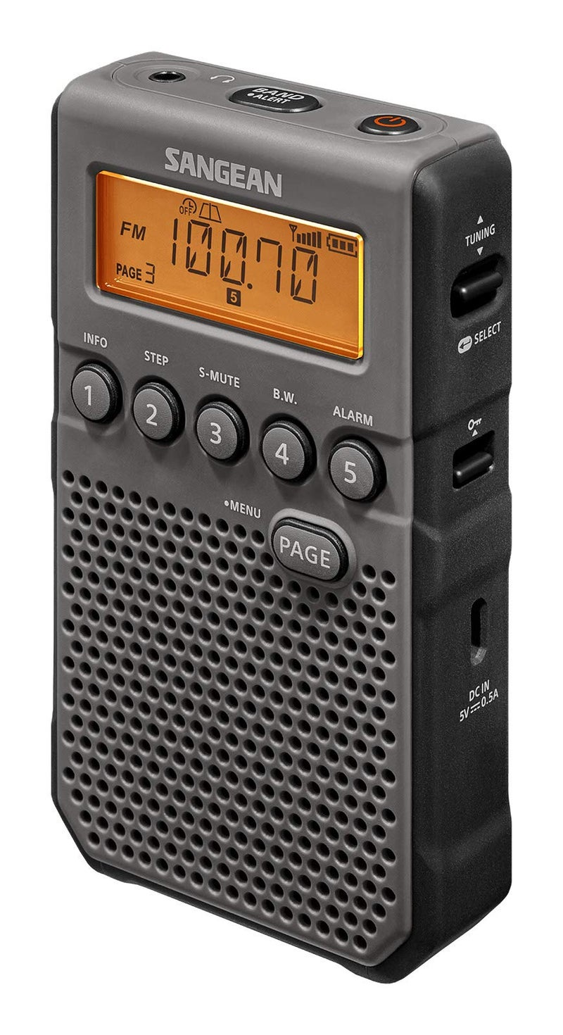 SANGEAN راديو جيب Sangean DT-800BK AM/FM/NOAA لتنبيه الطقس، أسود - Image 2